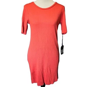 Michael Lauren Ribbed Ultra-Soft, Stretchy Short Sleeve Dress, Rust, Small, NWT - Picture 1 of 9