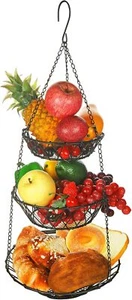 3 Tier Hanging Basket with Sturdy Metal Chain Hanging Hooks Fruit and Vegetable - Picture 1 of 3