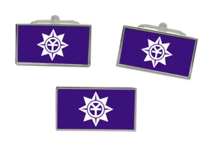 Okayama (Japan) Flag Cufflink and Tie Pin Set - Picture 1 of 6