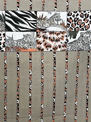 Cotton Quilt Fabric Wild Animals One Side Border Cranston Print by Yard - Image 1 of 3