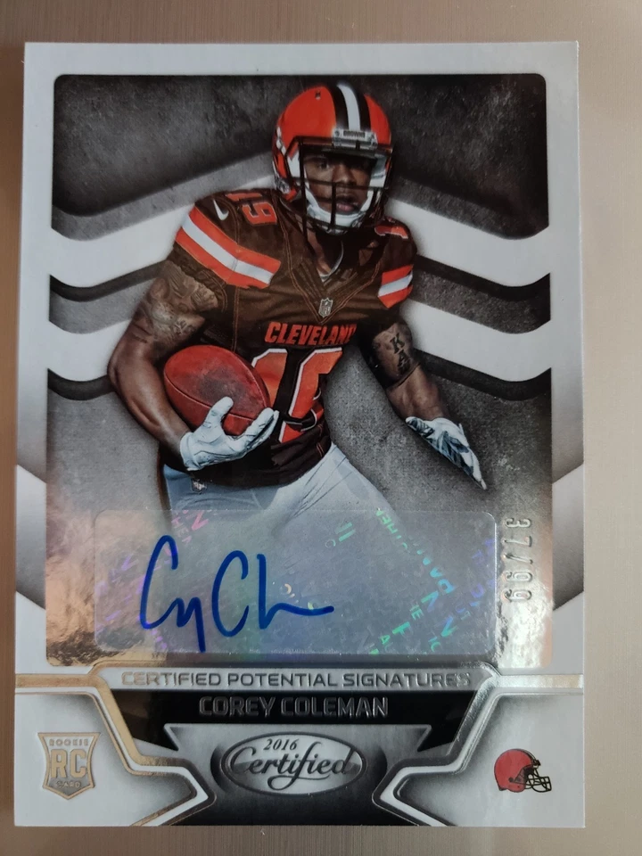 2016 CERTIFIED COREY COLEMAN AUTO #'d 37/99. CARD# CPS-CC2. - Image 1 of 3
