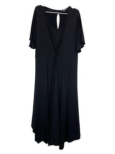 Karen Kane Maxi Dress 1X Black Stretch Jersey Knit Slit Sleeve Twist Front NWT - Picture 1 of 11