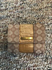 New Nine West Womens Trifold Camel Tan Card Wallet Fabric
