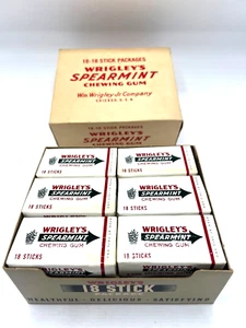 Vintage 1960 Full Box Wrigleys Spearment Large Packs Chewing GUM - Picture 1 of 12