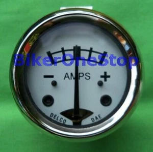 WW19023 - AMMETER - 1 3/4" DIAMETER - WHITE DIAL - METAL CASE - NEW - Picture 1 of 3