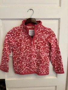 Fat Face Girl’s Pink Floral Bird 1/4 Zip Pullover 100% Cotton Pockets Size 7/8 - Picture 1 of 10