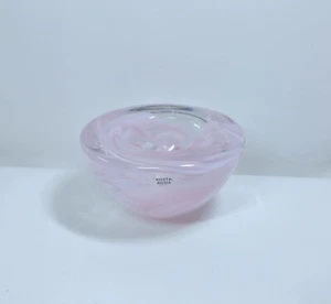 Kosta Boda Candle Atoll Votive Holder Art Glass Pink Swirl - Picture 1 of 7