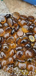 4 Lbs Dark Amber Flat Back Marbles, Gems, Pebbles,Vase Fillers $19.99 Ppd