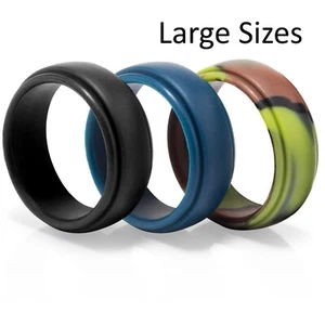 Dad's Ring Silicone Rubber Wedding Bands for Men 3 Color Black Blue Camo - Picture 1 of 20