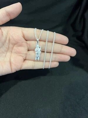 925 Sterling Silver Men Women Small St Jude San Judas & Curb Chain 18 20 22 24 - Image 1 of 4