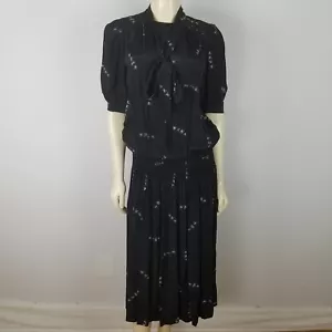 J.H. Paul ltd low waist vintage black and white oriental print dress sz 4 - Picture 1 of 12