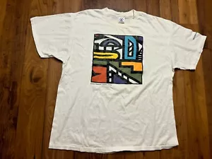 Camiseta De Colección Años 90 Sudáfrica Emmly Masanabo Arte Abstracto Blanca Talla XL - Imagen 1 de 6