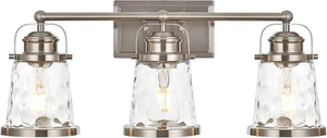 Bathroom Vanity Lights 3 Lights Modern Wall Lighting Fixtures with Hammered Glas - Picture 1 of 8