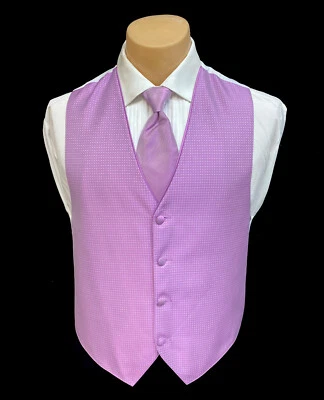 Men's Jean Yves Cerise Pink Tuxedo Vest and Long Tie Wedding Groom Prom Medium M - Image 1 of 4