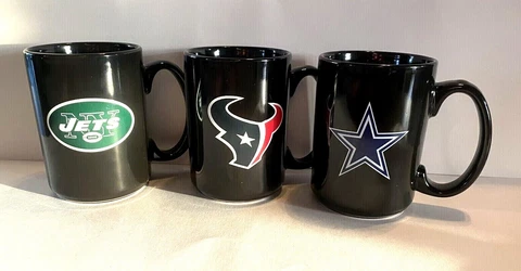 NFL Coffee Mug 15oz Black with Team Logo Ceramic Cover