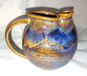 Vtg Studio Pottery Pinched Creamer Pitcher Handle Glazed Kitchen Clay Folk Art - Picture 1 of 8