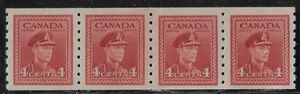 Canada Coil Stamps — 1942-43, King George VI #267 (Strip of 4) MNH Ref. 1972 - Picture 1 of 2