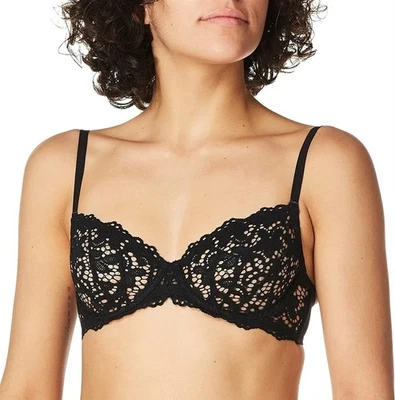 NWOT DKNY 32A Classic Lace Unlined Underwire Bra DK4008 Black 112451 - Image 1 of 2