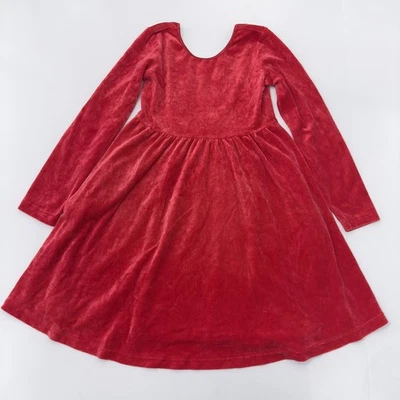 Hanna Andersson Red Velour Dress Long Sleeve Girls Size 8 Christmas Holidays - Image 1 of 4