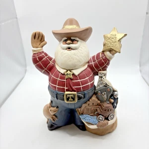 Hand Painted Texas Themed Ceramic Santa Lone Star State Figurine Rustic 8.5" - Picture 1 of 14