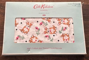 2 Cath Kidston Corgis Kissenbezüge Perkal Paar 100% Baumwolle Corgi Hund Kissenbezug - Bild 1 von 2