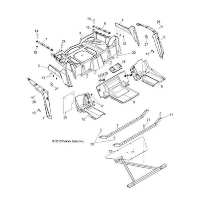 Polaris 1015565-329 WELD-RACK SUPPORT RR E-COAT RZR 800 200 1015565-458 - Image 1 of 3