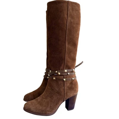 Botas altas Antonio Melani Binx marrón gamuza con tachuelas envolventes talla 7,5 Foto 1 de 4