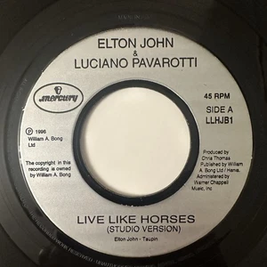 Elton John & Pavarotti – Live Like Horses - 7" Jukebox Single UK Import - VG+ - Picture 1 of 2