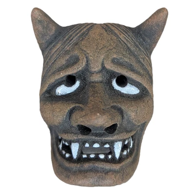 Máscara de demonio Hannya Oni japonesa de cerámica Onko Shimizu Sekiho Netsuke Mennetsuke Foto 1 de 4