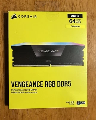 BRAND NEW CORSAIR VENGEANCE RGB 64GB (2x32GB) DDR5 6400MHz C32 UDIMM - Image 1 of 3