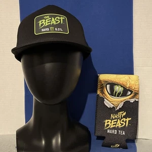 The Beast Hard Monster 6.0% Snapback Hat & Nasty Beast Hard Tea Can Koozie NEW - Picture 1 of 12
