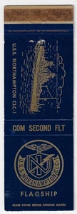 Vintage Streichholzheftchenhülle USS Northampton CLC-1 Command Second Flt Flaggschiff - Bild 1 von 3