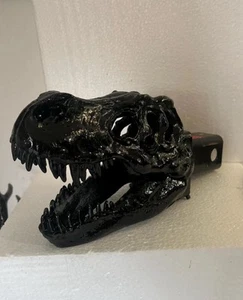 Black T-Rex skull Trailer Hitch Cover Fits 2” Receivers - Picture 1 of 4