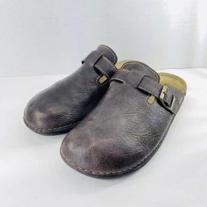 Inblue Mens Oiled Brown Faux Leather Slip On Buckle Clog Slippers Sz EU 45 US 12 - Picture 1 of 19