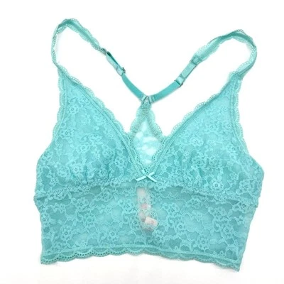 Victorias Secret Size S Bralette Turquoise Lace Racerback Long Line Fairycore - Image 1 of 4