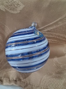 VINTAGE ~ MURANO ~ BLAU & WEISS GLAS WIRBEL SPIRALE WEIHNACHTSSCHMUCK ~ Italien!  - Bild 1 von 8