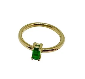 Emerald Green Tone Gemstone Ring 10k Gold Over Stainless Minimalist No tarnish - Picture 1 of 5