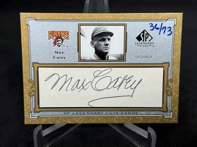 2001 Upper Deck SP Legendary Cuts Max Carey Cut Auto /73 Pirates C-MC - Image 1 of 2