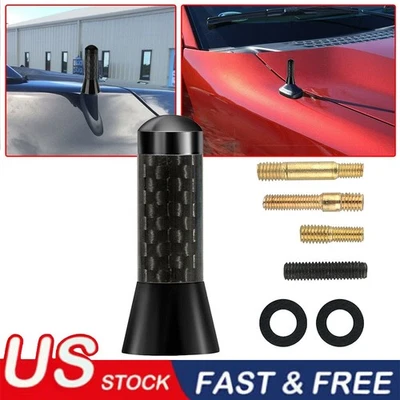 Black Carbon Fiber TRD Sports Short Antenna For Toyota 1.4" General Purpose US - Image 1 of 4