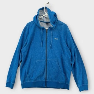 Oakley Hoodie Mens Large Blue Speckled Full Zip Cotton Drawstring Embroidered - Picture 1 of 7