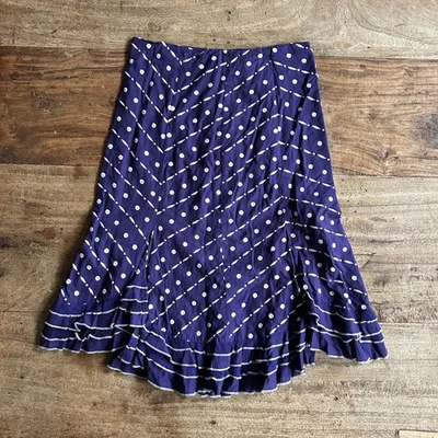 Falda midi Anthropologie Odille algodón y seda con volantes AZUL MARINO TALLA 2 USADA EN EXCELENTE ESTADO Foto 1 de 4