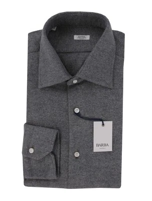 $350 Barba Napoli Gray Solid Cotton Shirt - Slim - (BN820243) - Image 1 of 4