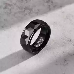 BLACK Tungsten Men's Ring / Band - Picture 1 of 16