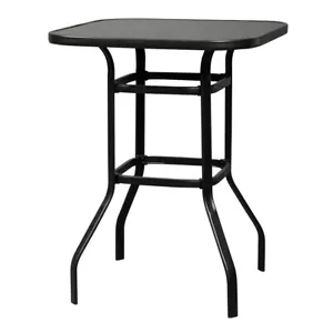 Wrought Iron Glass High Bar Table Patio Bar Table Black - Picture 1 of 13