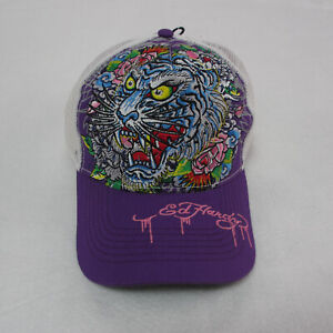 Ed Hardy Hat Purple Snapback Truck Cap Unisex Adults Embroidered NWT