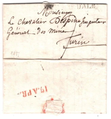 SWITZERLAND Cover ?? Entire Letter EL Italy Turin 1837 {samwells}YG164 - Image 1 of 4