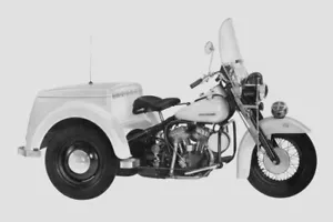 Harley-Davidson 1972 Servi-Car HD Polizei Motorrad Foto Pressefoto - Bild 1 von 1