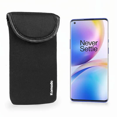 Neoprene Phone Case for OnePlus 8 Range Pro Smartphone Padded Sock Cover Black - Image 1 of 4