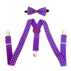Lavender Polka Dot Suspender and Bow Tie Baby Toddler Kids Boys Girls Combo Set
