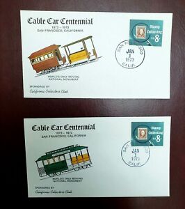 us stamps cable car centennial california collectors club 1/1/1973